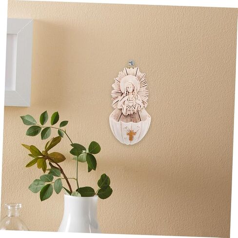 DOITOOL 2pcs Resin Holy Water Font Wall Hanging Decor Functional Religious Ornament for Home Entrance Family in Saudi Arabia