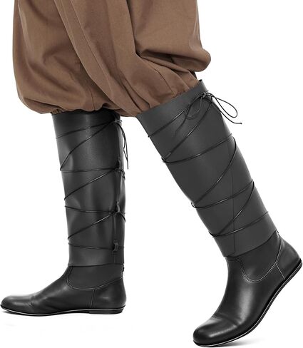 Medieval Boots Cover Pirate Leg Guards Faux Leather Renaissance LARP Accessories in Kuwait