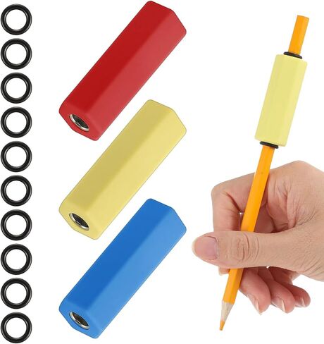 3 Pcs Pencil Pen Weights 1.59 oz, Handwriting Aid Kit for Children Elderly Special Need, Metal Weighted Pencil Holder Tool for Autism Tremors Fine Motor Skills(Blue, Red, Yellow) in Kuwait