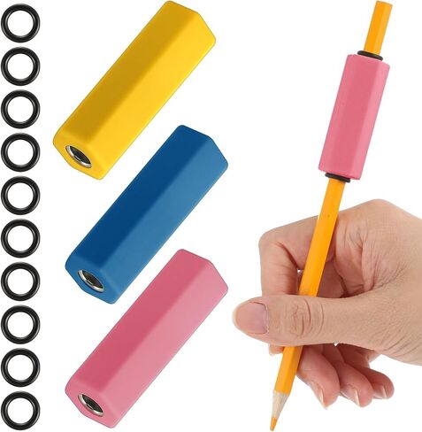 3 Pcs Pencil Pen Weights 1.59 oz, Handwriting Aid Kit for Children Elderly Special Need, Metal Weighted Pencil Holder Tool for Autism Tremors Fine Motor Skills(Blue, Red, Yellow) in Kuwait