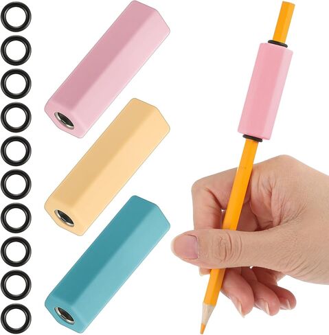 3 Pcs Pencil Pen Weights 1.59 oz, Handwriting Aid Kit for Children Elderly Special Need, Metal Weighted Pencil Holder Tool for Autism Tremors Fine Motor Skills(Blue, Red, Yellow) in Kuwait