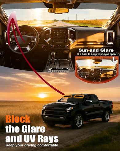AUTOTEK Precut Front Windshield Sun Strip Tint for Toyota Tacoma Crew Cab 2024-2025, Quick DIY Tint Film for Pickup Truck Windows, Anti-Glare UV Block Sunshade Protector for Long Drives, in Saudi Arabia