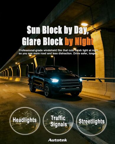 AUTOTEK Precut Front Windshield Sun Strip Tint for Toyota Tacoma Crew Cab 2024-2025, Quick DIY Tint Film for Pickup Truck Windows, Anti-Glare UV Block Sunshade Protector for Long Drives, in Saudi Arabia