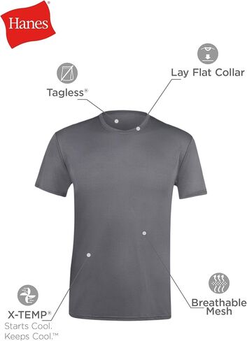 Hanes 3-Pack Men's All Day X-Temp | Breathable Mesh | Lightweight Stretch | Crewneck Undershirt (3-Pack/White - XL), X-Large, White/White/White in Saudi Arabia