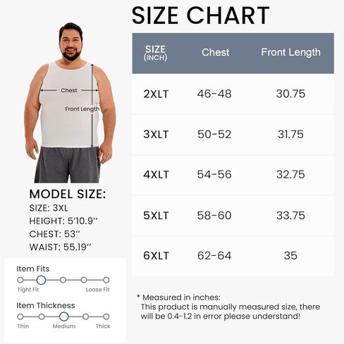 HOdo Big and Tall Mens Compression Shirts Sleeveless Shapewear Slimming Undershirts Tummy Control Tank Tops 2XL-6XL in Saudi Arabia