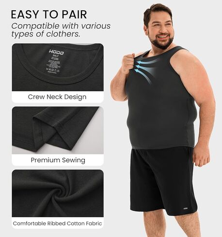 HOdo Big and Tall Mens Compression Shirts Sleeveless Shapewear Slimming Undershirts Tummy Control Tank Tops 2XL-6XL in Saudi Arabia