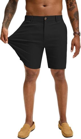 PLEPAN Men's Slim Fit Stretch Dress Shorts 7" Lightweight Skinny Casual with Expandable Waist Summer Shorts in Saudi Arabia
