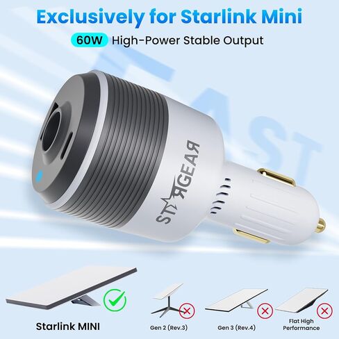 محول سيارة Starlink Mini، شاحن سيارة 3 في 1 لـ Starlink Mini، محول تصعيد 12 فولت إلى 24 فولت تيار مستمر مع منافذ USB مزدوجة، محول ولاعة سجائر لإمدادات الطاقة Starlink Mini، مثالي للمركبات الترفيهية والقوارب والمقطورة in Saudi Arabia