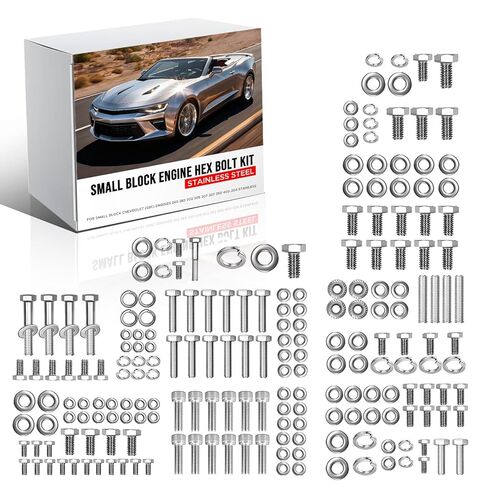Stainless Steel Small Block Engine Hex Bolt Kit for Small Block Chevrolet (SBC) Engines 265 283 302 305 307 327 350 400-304 Stainless, Non-Corrosive, Complete Restoration Set in Kuwait