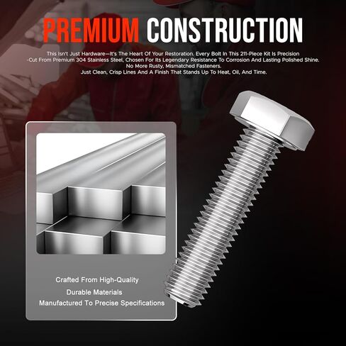 Stainless Steel Small Block Engine Hex Bolt Kit for Small Block Chevrolet (SBC) Engines 265 283 302 305 307 327 350 400-304 Stainless, Non-Corrosive, Complete Restoration Set in Kuwait