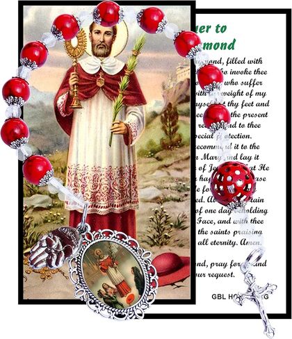 Saint Raymond Nonnatus Ramon Nonato Patron of childbirth newborn babies Red Jasper Chaplet or Pocket Rosary Silver Plated Crucifix and Findings Cabochon Setting Pendant with Lucite Dome Color Image Includes a Prayer Card Choose English or Spanish in Saudi Arabia