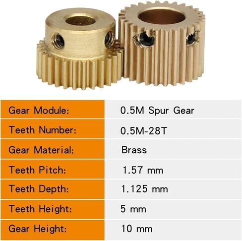 Spur Gear 0.5M-28T حجم التجويف 4/5/6 مم أسنان دودة نحاسية صغيرة ارتفاع 5 1 قطعة (5 مم) in Kuwait