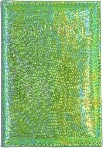 Holographic Metallic Passport Holder Waterproof Leather Passport Cover Card Case Travel Wallet for Kids Teens Adults in Saudi Arabia