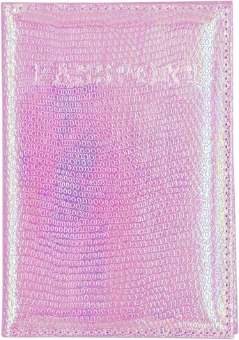 Holographic Metallic Passport Holder Waterproof Leather Passport Cover Card Case Travel Wallet for Kids Teens Adults in Saudi Arabia