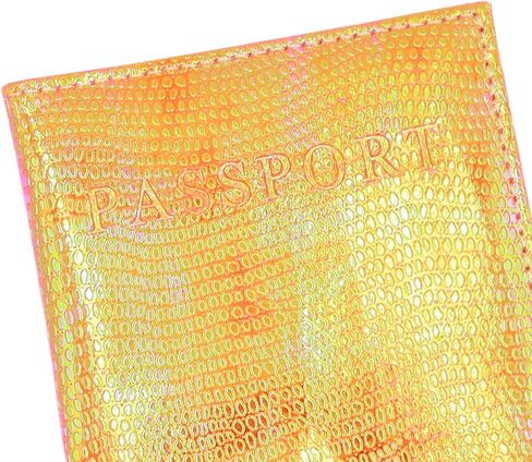 Holographic Metallic Passport Holder Waterproof Leather Passport Cover Card Case Travel Wallet for Kids Teens Adults in Saudi Arabia