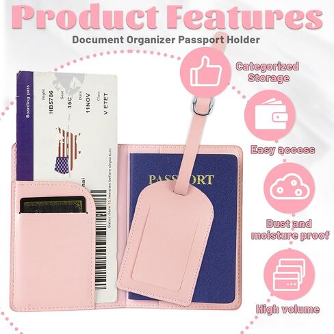 3 Pcs Passport Holder and 3 Pcs Luggage Tag Set, PU Leather Passport Cover for Travel, Luggage Tag for Suitcases, Suitable for Vacation, Business Trip, Study Abroad (3 Colors) in Saudi Arabia