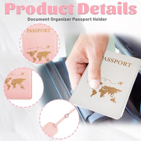 3 Pcs Passport Holder and 3 Pcs Luggage Tag Set, PU Leather Passport Cover for Travel, Luggage Tag for Suitcases, Suitable for Vacation, Business Trip, Study Abroad (3 Colors) in Saudi Arabia