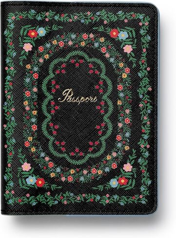 RIFLE PAPER CO. Rosette Floral Pattern Faux Leather Passport Protector & Holder, Travel Essential for Women, Card and Passport Anti-Theft Wallet, Sized to Fit All Standard Passports, 5.5" L x 4.25" W in Saudi Arabia