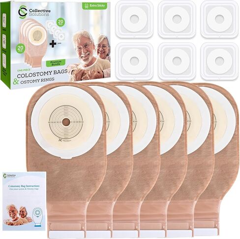 15 Pack Ostomy Supplies & Colostomy Bags Kit – Double-Reinforced Leakproof Seal - 15 One-Piece Bags & 15 2MM Barrier Rings - Cut-to-Fit, Unisex, Skin-Friendly in Saudi Arabia