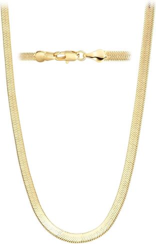 14K Gold Chain Necklaces for Women & Men Dainty 4mm Snake Chain Women Non-tarnish Herringbone Choker Necklace Unisex Gold Jewelry Gifts Fade Resistant Lifetime Quality 18-24Inches in Saudi Arabia