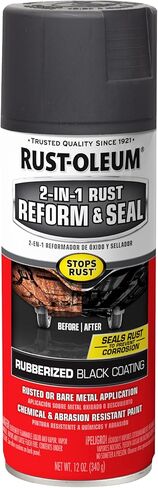 Rust-Oleum 344713 Automotive 2-In-1 Rust Reform & Seal Spray, 12 oz, Flat Black in Kuwait