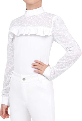 Girls Equestrian Shirt, Soft Stretch Kids Equestrian Training Top Lightweight Girls Horseback Riding Apparel in Saudi Arabia