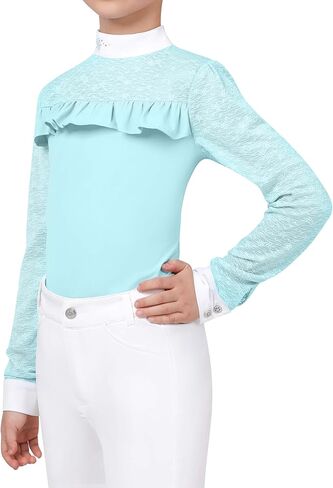 Girls Equestrian Shirt, Soft Stretch Kids Equestrian Training Top Lightweight Girls Horseback Riding Apparel in Saudi Arabia