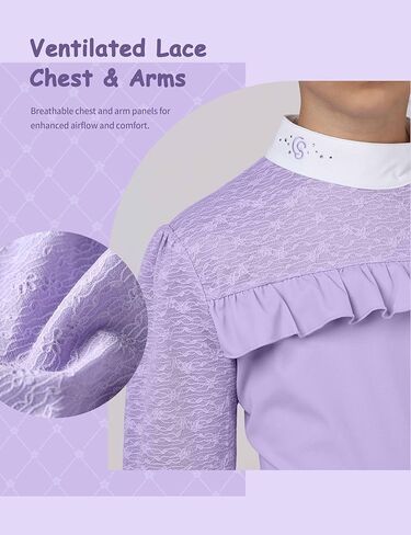 Girls Equestrian Shirt, Soft Stretch Kids Equestrian Training Top Lightweight Girls Horseback Riding Apparel in Saudi Arabia