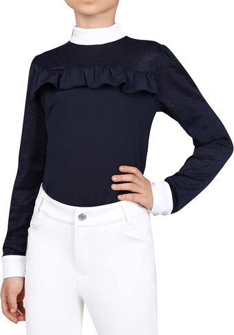 Girls Equestrian Shirt, Soft Stretch Kids Equestrian Training Top Lightweight Girls Horseback Riding Apparel in Saudi Arabia