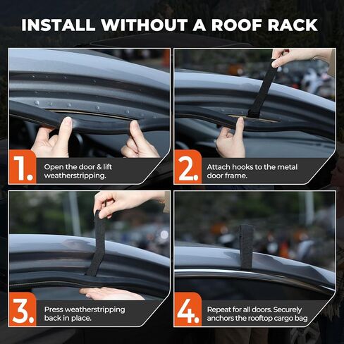 حقيبة سقف السيارة 21 قدم مكعب، حقيبة شحن مقاومة للماء على السطح للسيارات وسيارات الدفع الرباعي والشاحنات الصغيرة، بولي كلوريد الفينيل عالي التحمل 840D، ملاءمة عالمية مع أو بدون رف السقف - حصيرة مضادة للانزلاق، قفل مركب، 6 خطافات للأبواب، 4 أشرطة إضافية in Kuwait