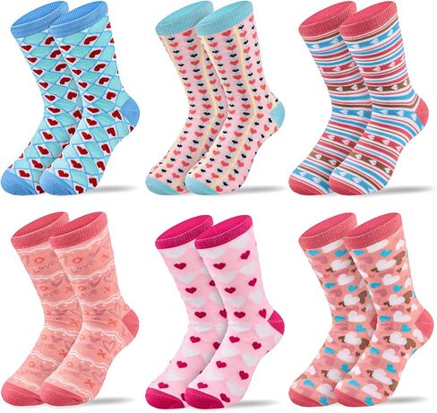 MGparty 6 Pairs Valentine’s Day Socks for Women Cute Heart Crew Socks Cozy Holiday Gift Socks for Girls Wife Friends in Saudi Arabia