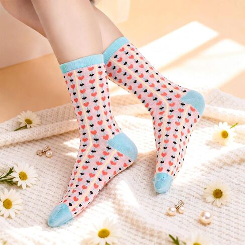 MGparty 6 Pairs Valentine’s Day Socks for Women Cute Heart Crew Socks Cozy Holiday Gift Socks for Girls Wife Friends in Saudi Arabia