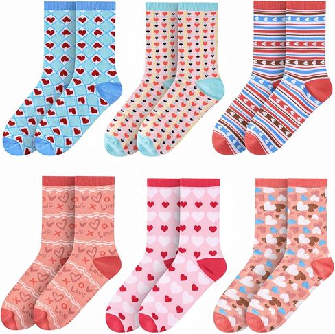 MGparty 6 Pairs Valentine’s Day Socks for Women Cute Heart Crew Socks Cozy Holiday Gift Socks for Girls Wife Friends in Saudi Arabia