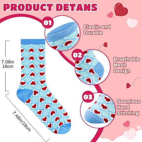 MGparty 6 Pairs Valentine’s Day Socks for Women Cute Heart Crew Socks Cozy Holiday Gift Socks for Girls Wife Friends in Saudi Arabia