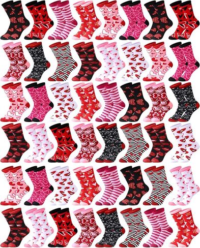 Shinymoon 48 Valentine's Day Socks for Women Holiday Pink Heart Novelty Crew Socks for Woman Valentine Birthday Office Gifts in Saudi Arabia