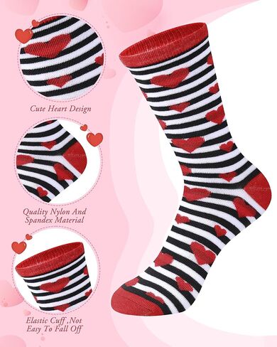 Shinymoon 48 Valentine's Day Socks for Women Holiday Pink Heart Novelty Crew Socks for Woman Valentine Birthday Office Gifts in Saudi Arabia