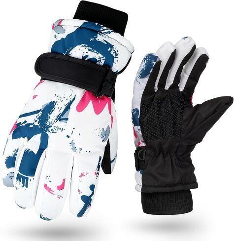 Kids Winter Ski Gloves Boys Girls Youth Water-repellent Thermal Snow Snowboarding Gloves for Outdoor Activities in Kuwait