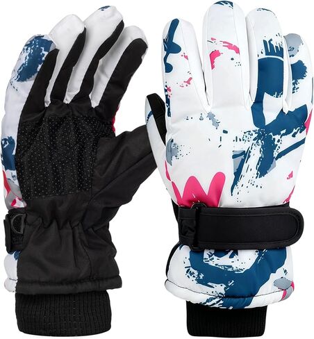 Kids Winter Ski Gloves Boys Girls Youth Water-repellent Thermal Snow Snowboarding Gloves for Outdoor Activities in Kuwait