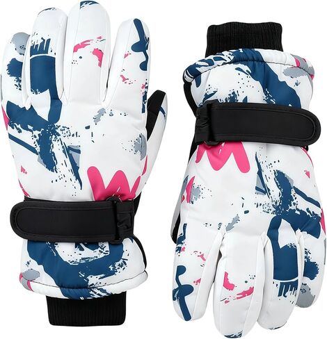 Kids Winter Ski Gloves Boys Girls Youth Water-repellent Thermal Snow Snowboarding Gloves for Outdoor Activities in Kuwait