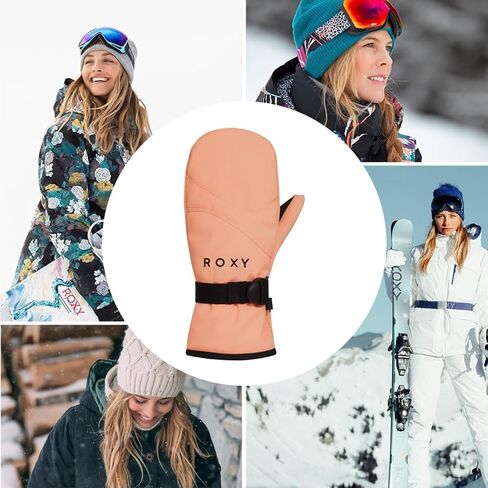 Roxy Girl's Jetty Snowboard/Ski Mittens - DryFlight, PFC-Free, WarmFlight Insulation, Touch Screen, Adjustable, Peach Pink, Small in Saudi Arabia