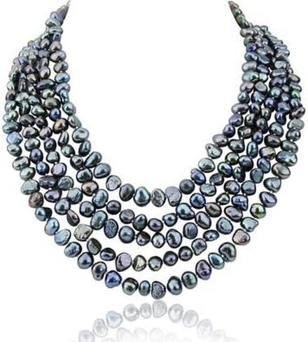 16-22 بوصة 7-8 ملم 5 صف قلادة من لؤلؤ المياه العذبة الباروكي in Kuwait