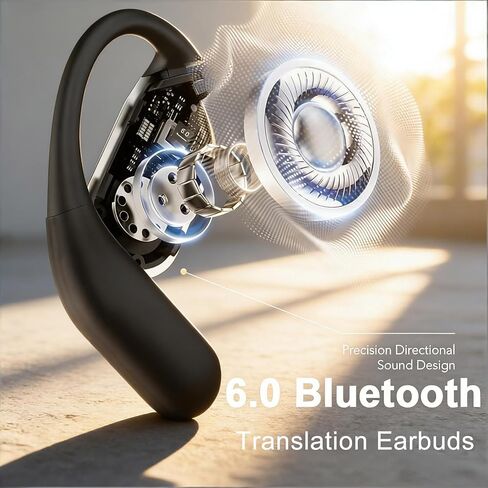 Open Ear EarBuds - Headphones Bluetooth with Dual-Fold Design,60H Playtime Bluetooth 6.0 Wireless Earbuds，High-Fidelity Sound,IPX5 Waterproof & Sweatproof for Sports/Fitness/Travel/Workouts (Black) in Kuwait