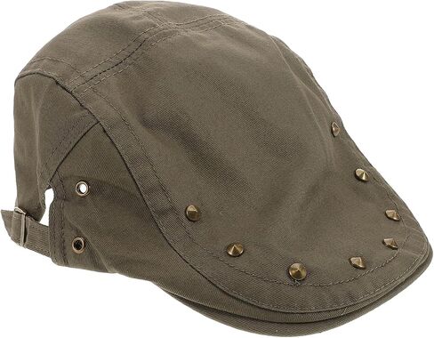 Didiseaon Retro Studded Newsboy Hat for Women, Breathable Thin Olive Military-Style Beret Cap, Lightweight Sunshade Flat Hat for Spring Summer Casual Wear in Saudi Arabia