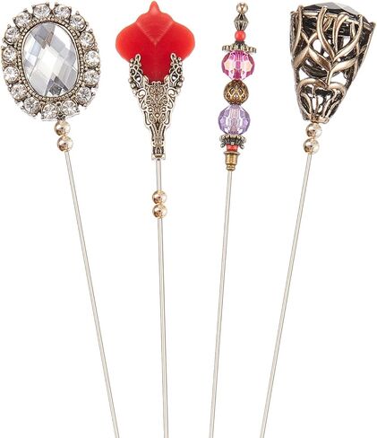 Norme 4 PCS أنيقة القبعة الرجعية دبابيس كلاسيكية دبابيس طويلة الدبابيس تناسب العلاقات القبعات الأوشحة المجوهرات مجموعة ملحقات للرجال النساء in Saudi Arabia