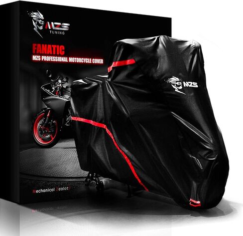 MZS Motorcycle Cover - All Season Weather Outdoor Waterproof Protection fits up to 86 inch L compatible Sport bikes Cruiser - Durable Tear Scratch Proof Sunblock Vents Night Reflective Adjuster Buckle in Kuwait