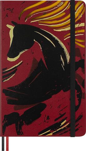 إصدار محدود من Moleskine لعام الحصان 2026 دفتر ملاحظات خشبي، غطاء صلب، كبير (5 بوصة × 8.25 بوصة) مسطر/مسطر، أحمر خريفي، 176 صفحة in Kuwait