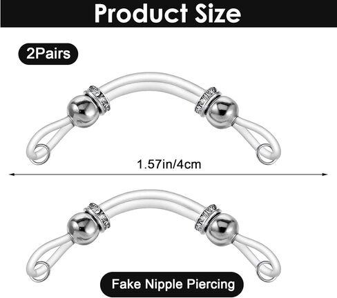 2 Pairs Non-Piercing Nipple Jewelry, Adjustable Silicone Rings with Stainless Steel Beads, Faux Nipple Piercing Look, Pain-Free Body Jewelry for Unisex Adults in Saudi Arabia