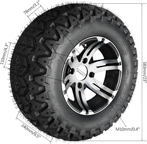 23x10.5-12 Go Kart Tire and Wheel 4 Bolts Patterm + Rear Wheel Hubs 6Ply for ATV UTV Drift Trike Quad Buggy Snowmobile Snow Blower (Gold) in Kuwait