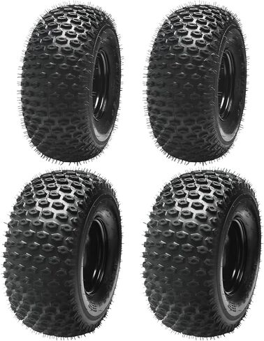 4 PC Complete 4-Lug ATV Tire & Wheel Set - 19x7-8 Front & 18x9.50-8 Rear Tubeless Tires on 110mm Bolt Pattern Rims - All-Terrain Replacement for Quad, Go Kart & Off-Road Utility Vehicle in Saudi Arabia