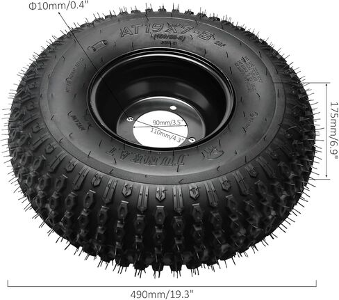 4 PC Complete 4-Lug ATV Tire & Wheel Set - 19x7-8 Front & 18x9.50-8 Rear Tubeless Tires on 110mm Bolt Pattern Rims - All-Terrain Replacement for Quad, Go Kart & Off-Road Utility Vehicle in Saudi Arabia
